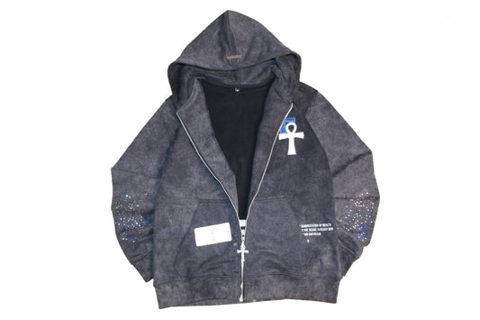 Obsidian Ankh Zip Up
